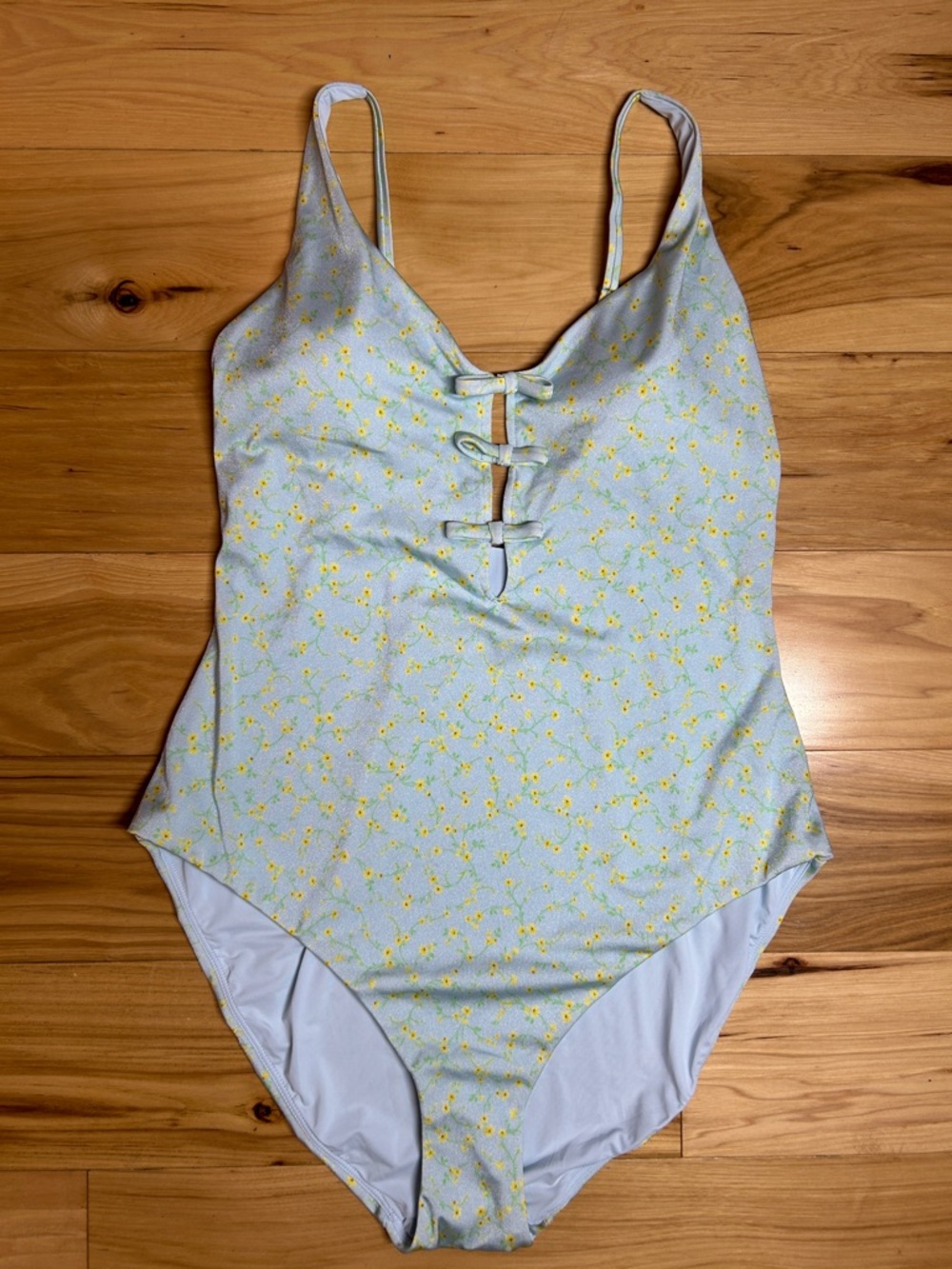 NWT Andie Light Blue Yellow Daisy One-Piece Swimsuit | Size Large - Picture 2 of 9